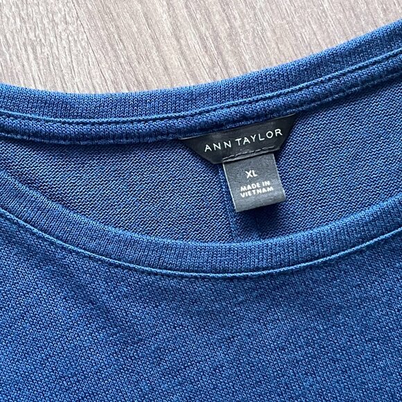 Ann Taylor Cobalt Blue Short Sleeve Knit T-Shit - Picture 3 of 9